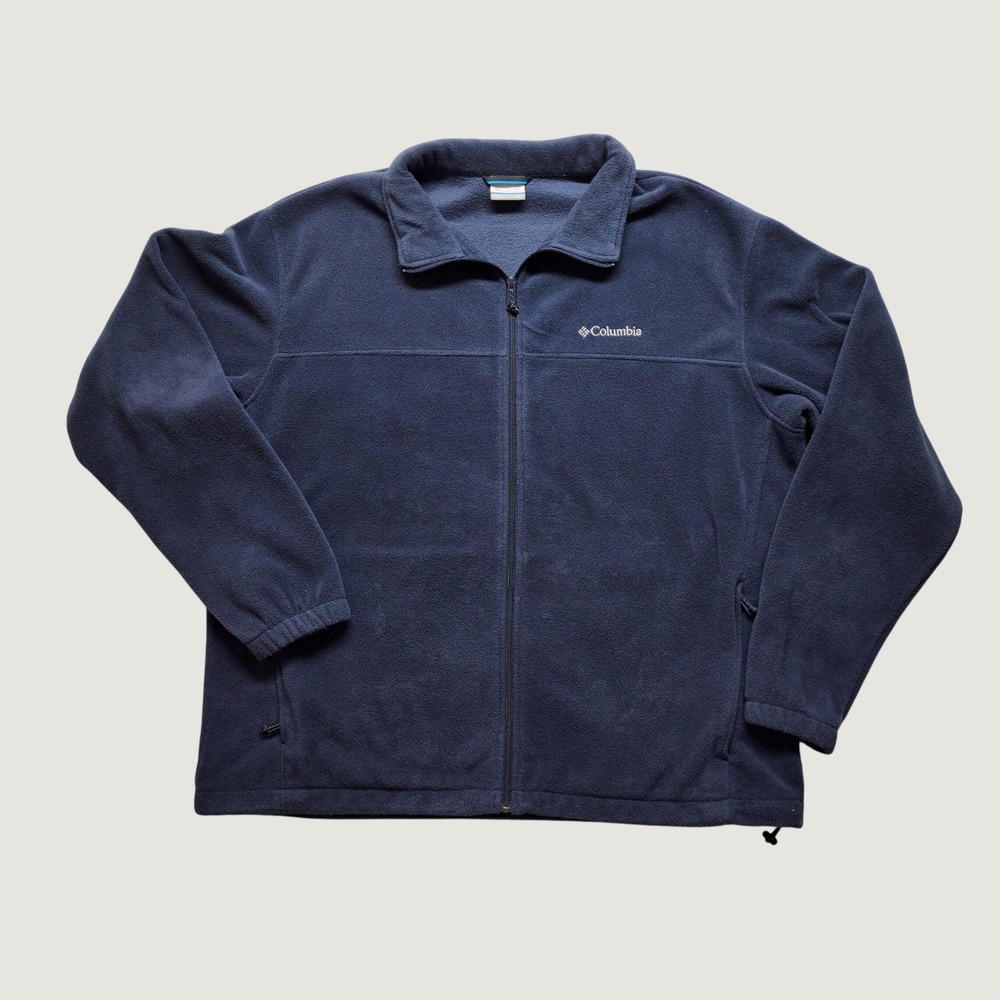 Columbia Fleece Jacket Mens XXL Navy Blue Good Full Zip Steens Mountain